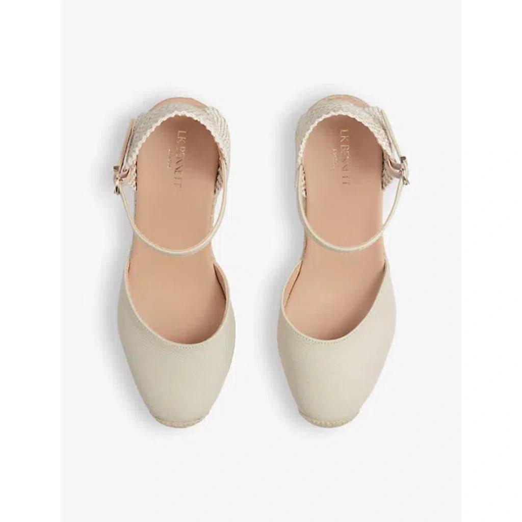 LK BENNETT Womens Cre-ecru Marissa Wedge-heel Leather Espadrilles Product Image