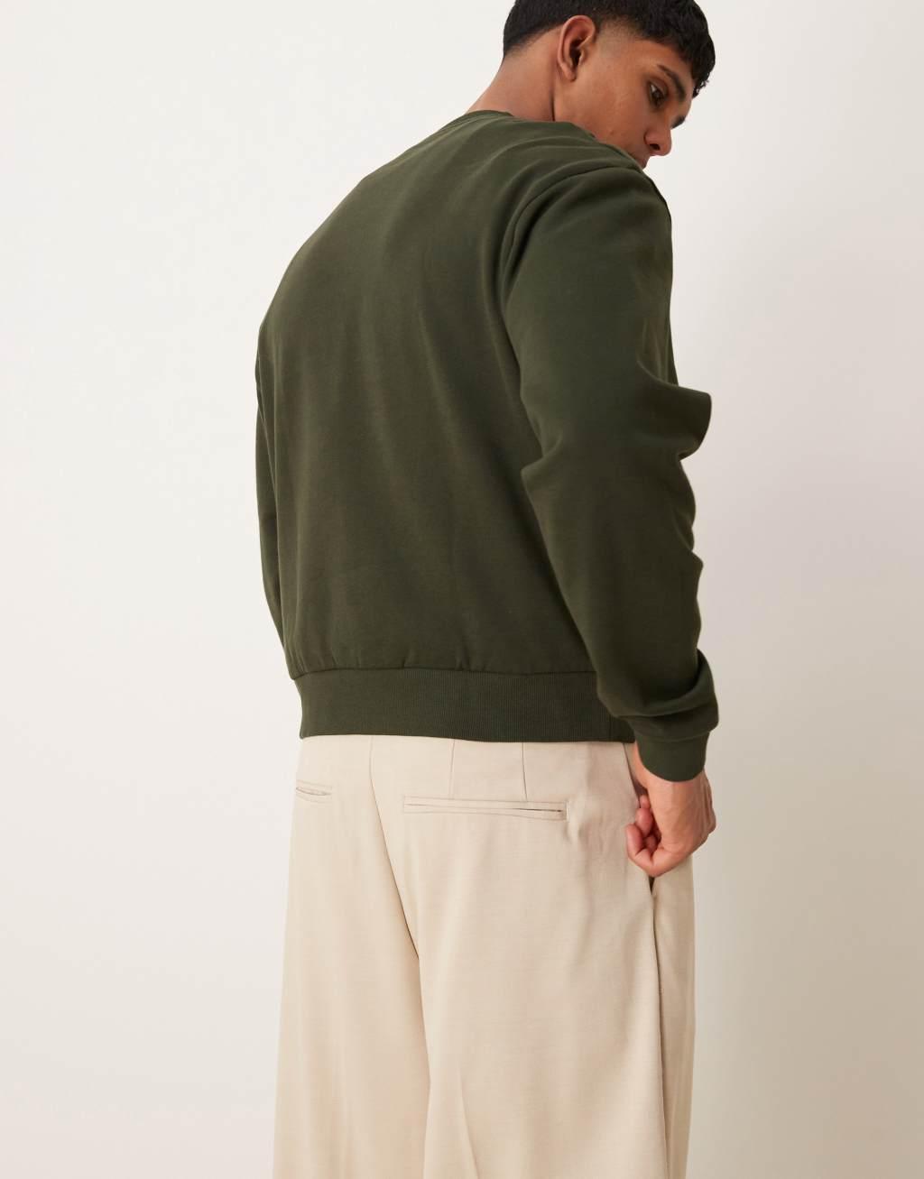 ASOS DESIGN essential boxy oversized sweatshirt in dark green Product Image