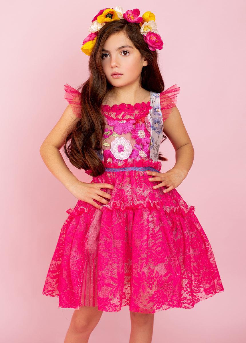 Zaliki Dress in Fuchsia Girls Product Image