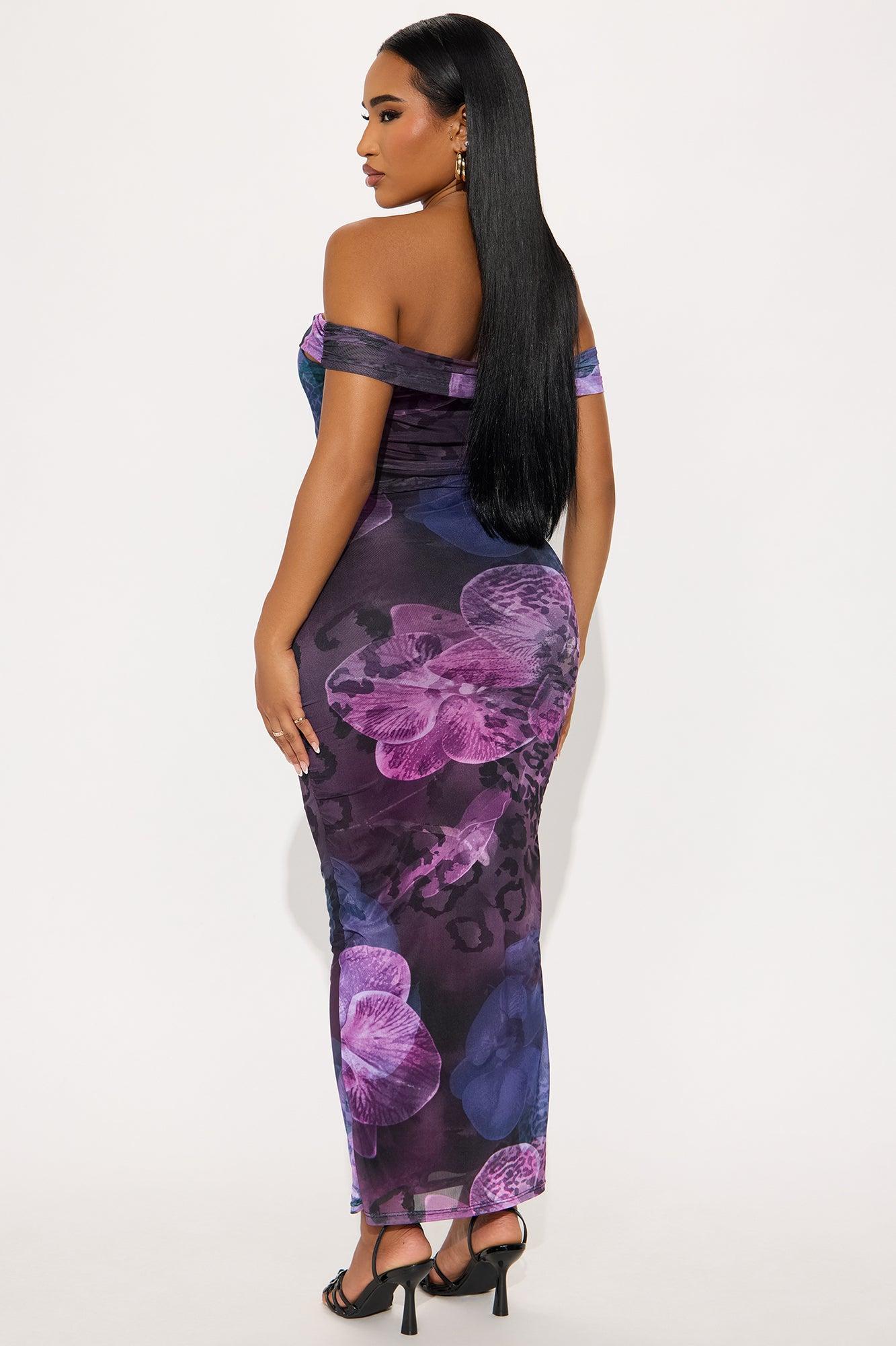 Flirty Floral Maxi Dress - Purple/combo Product Image