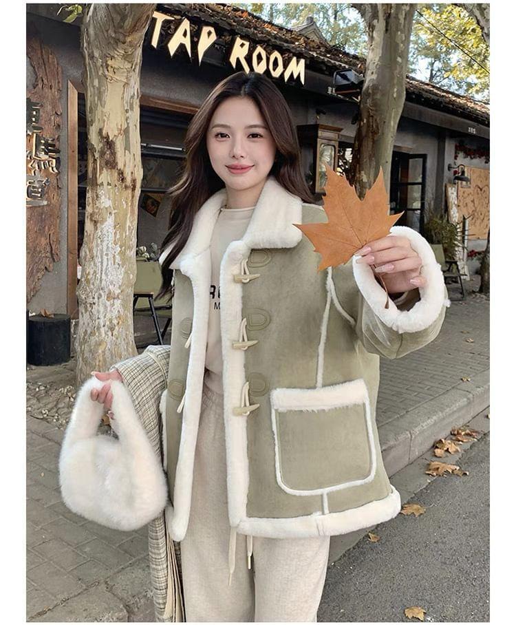 Collar Two Tone Fleece-Lined Toggle Jacket Product Image