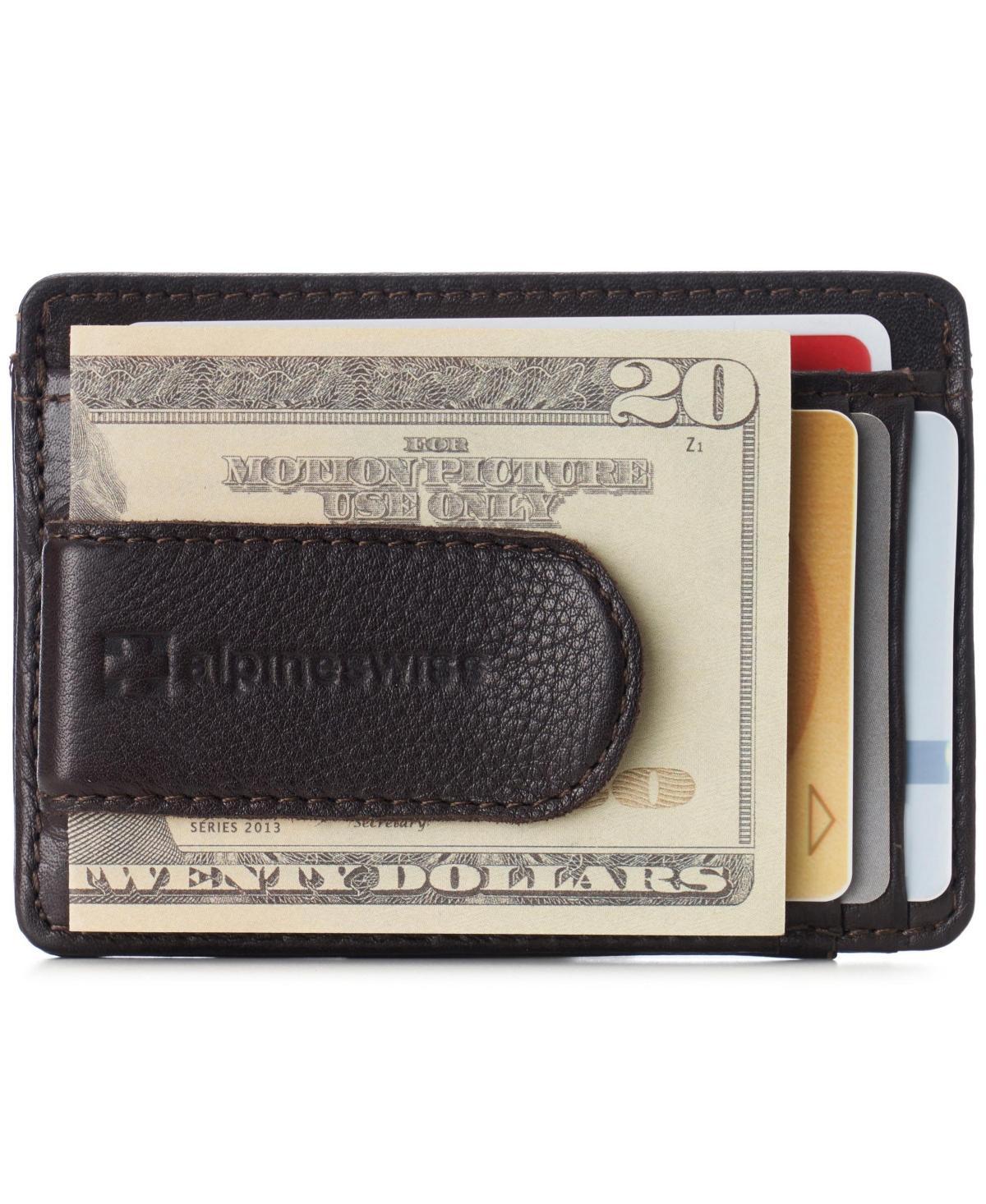 Alpine Swiss Mens Rfid Money Clip Leather Minimalist Wallet Card Case Id Window Product Image