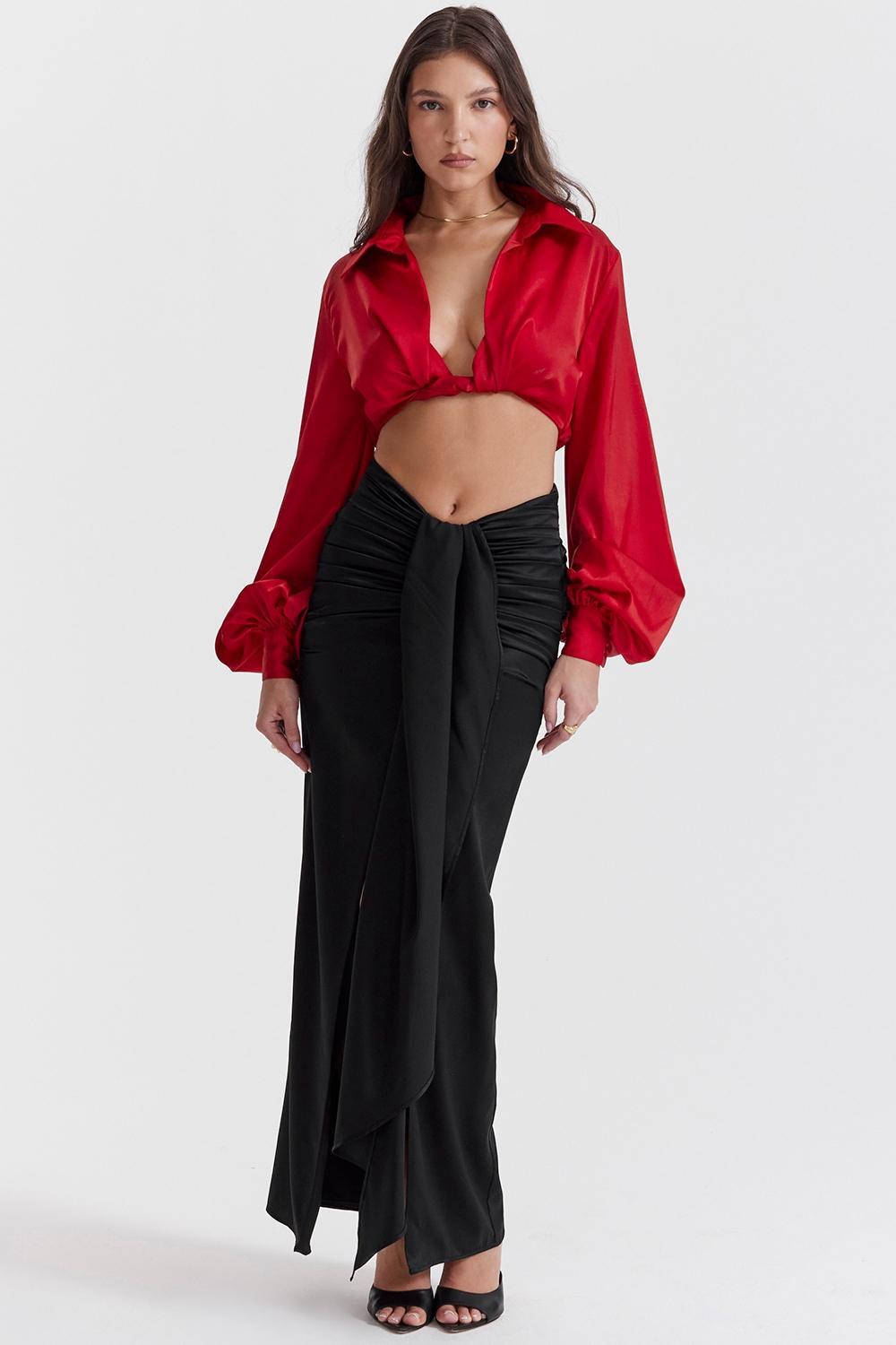 Laraine  cherry silk blouson top - sale Product Image