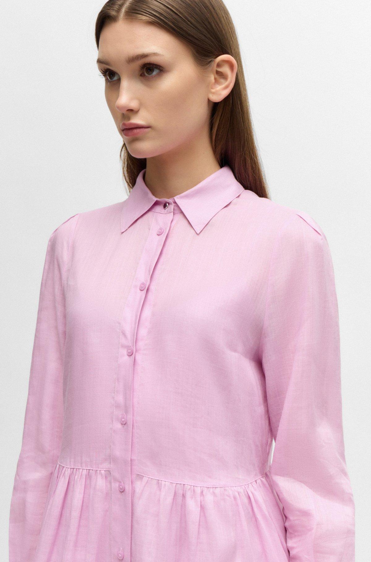 Tiered shirt dress in ramie with cotton inner dress Product Image