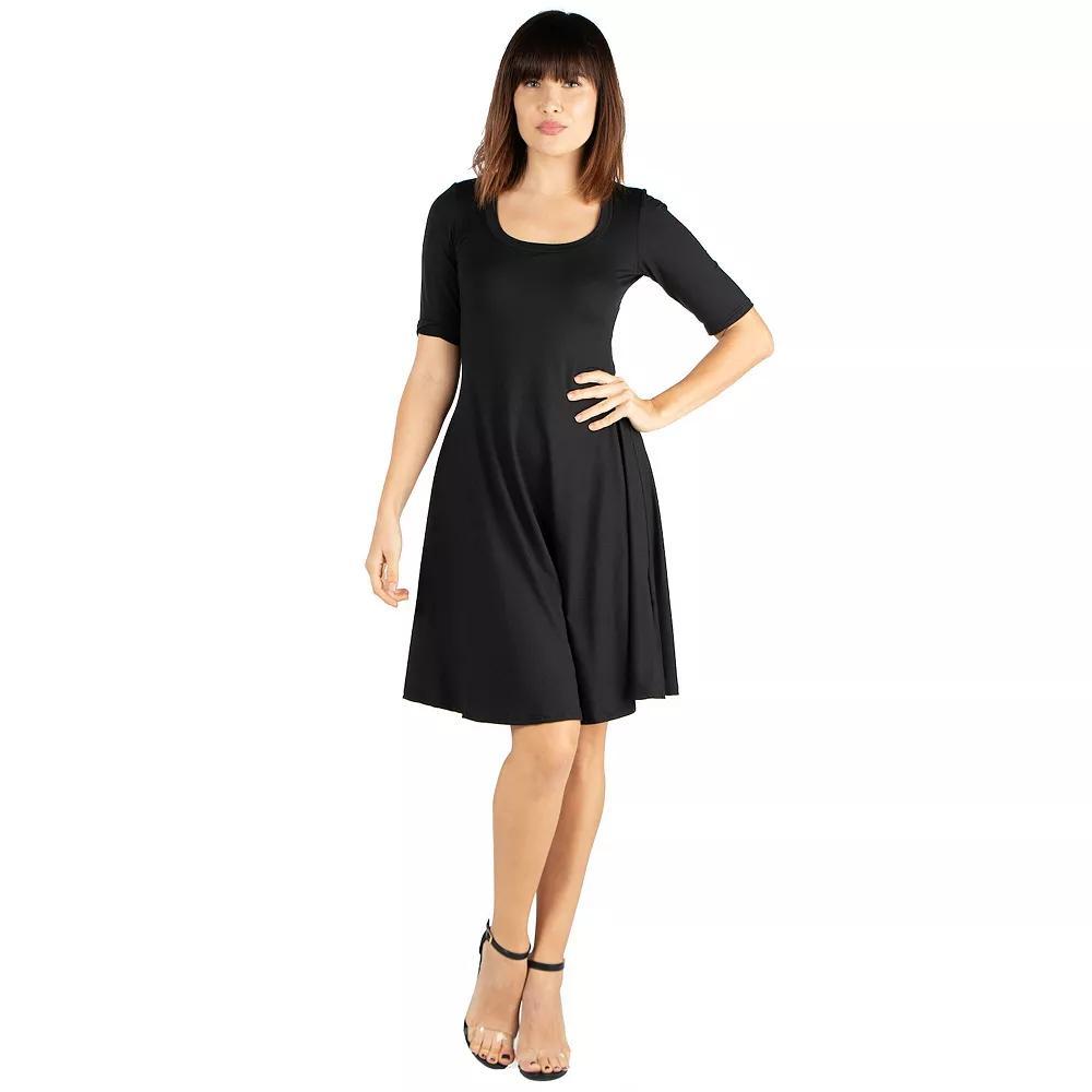 Women's 24seven Comfort Apparel Knee Length A-Line Dress, Size: Small, Black Product Image