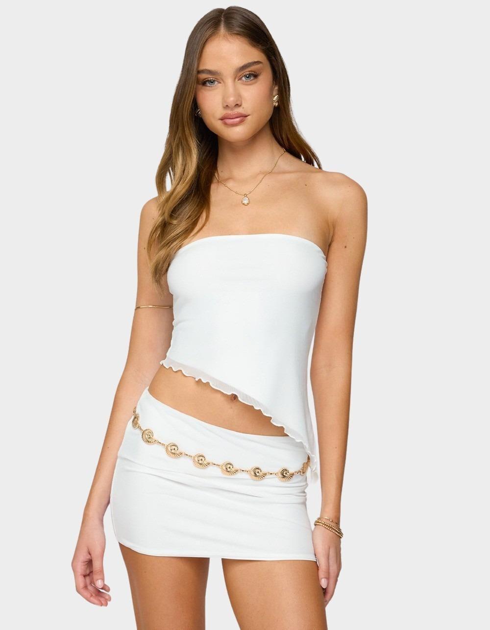 EDIKTED Vivi Mesh Mini Skirt - WHITE Product Image