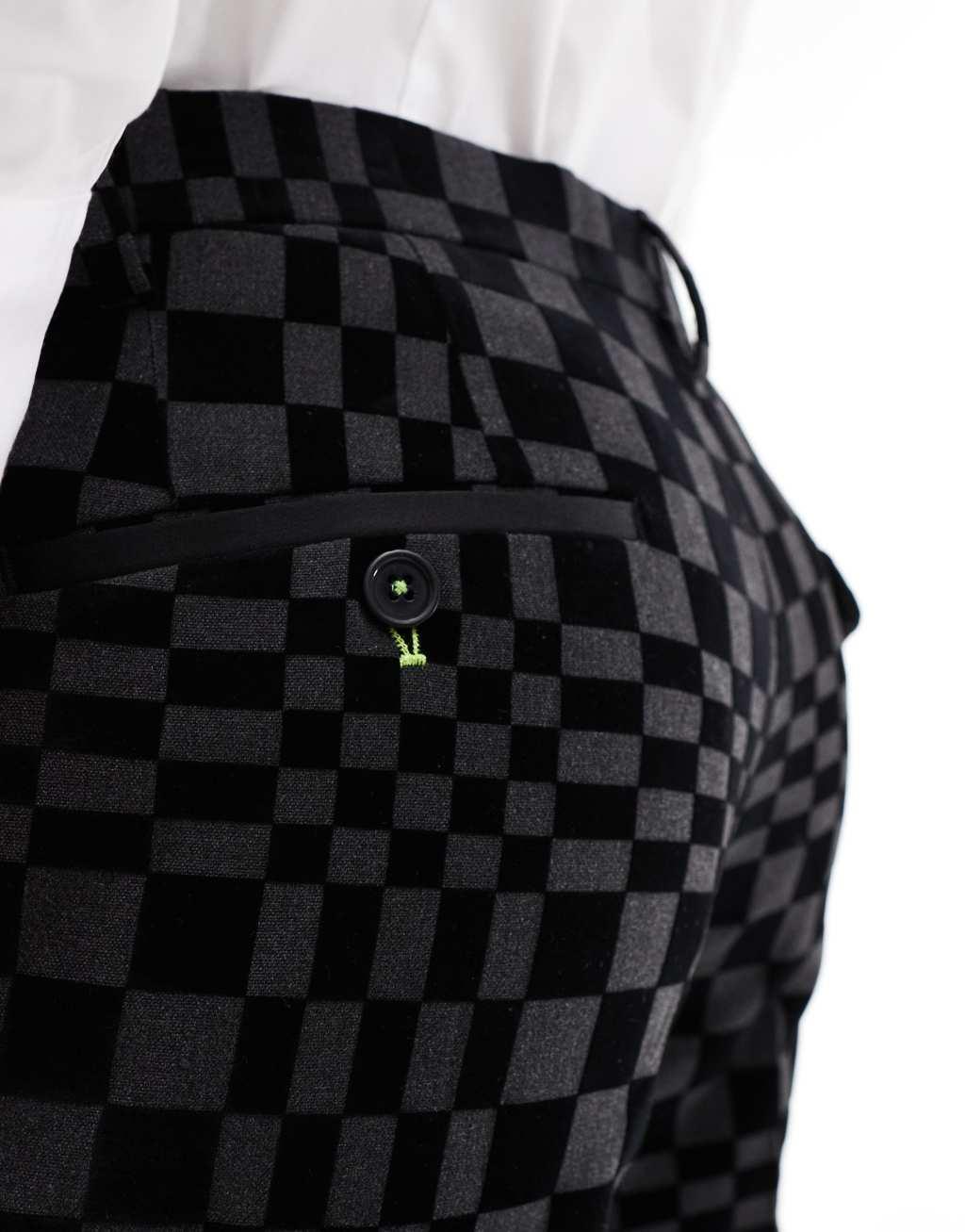 Twisted Tailor suit pants in checker board print - part of a set Product Image