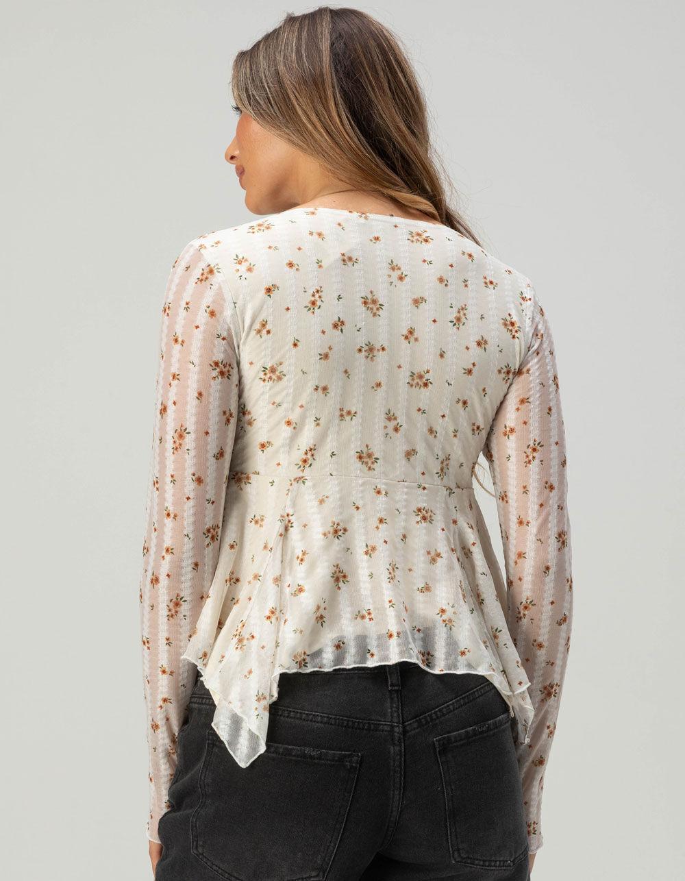 RSQ Womens Long Sleeve Hanky Hem Top  - MUSTARD Product Image