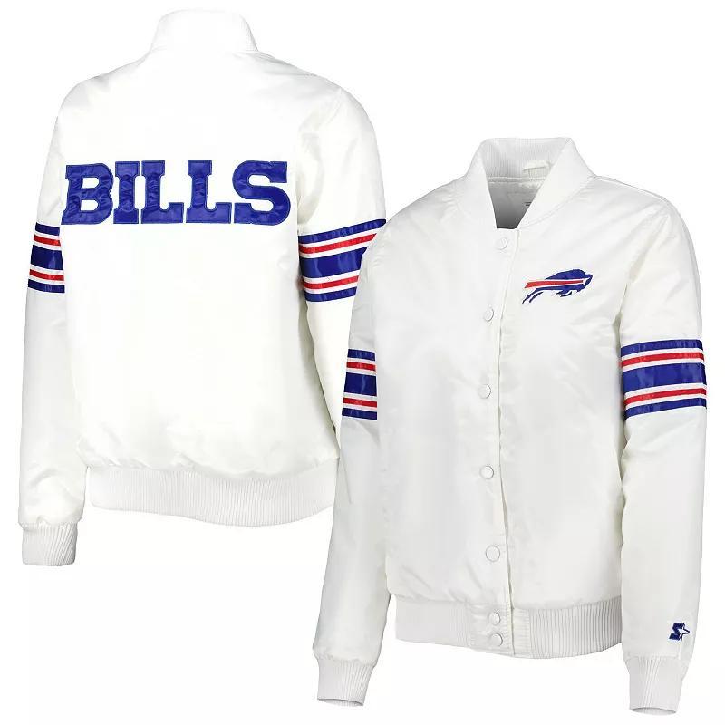 Women's Starter White Buffalo Bills Line Up Satin Full-Snap Varsity Jacket, Size: 2XL Product Image