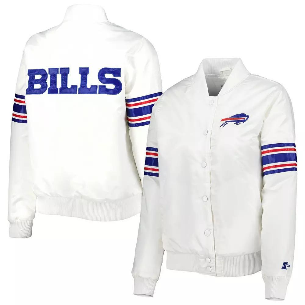 Women's Starter White Buffalo Bills Line Up Satin Full-Snap Varsity Jacket, Size: 2XL Product Image