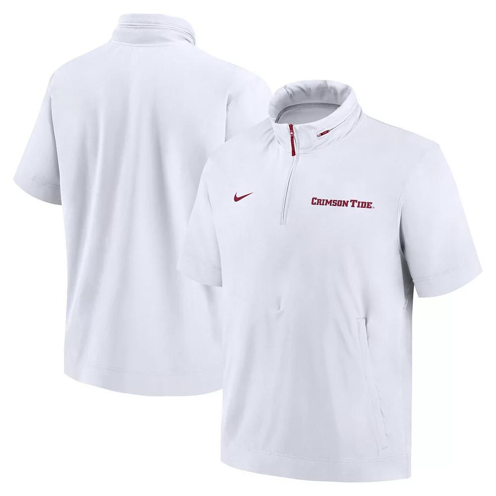 Men's Nike White Clemson Tigers 2024 Sideline Coach Short Sleeve Half-Zip Hoodie Jacket, Size: Medium Product Image