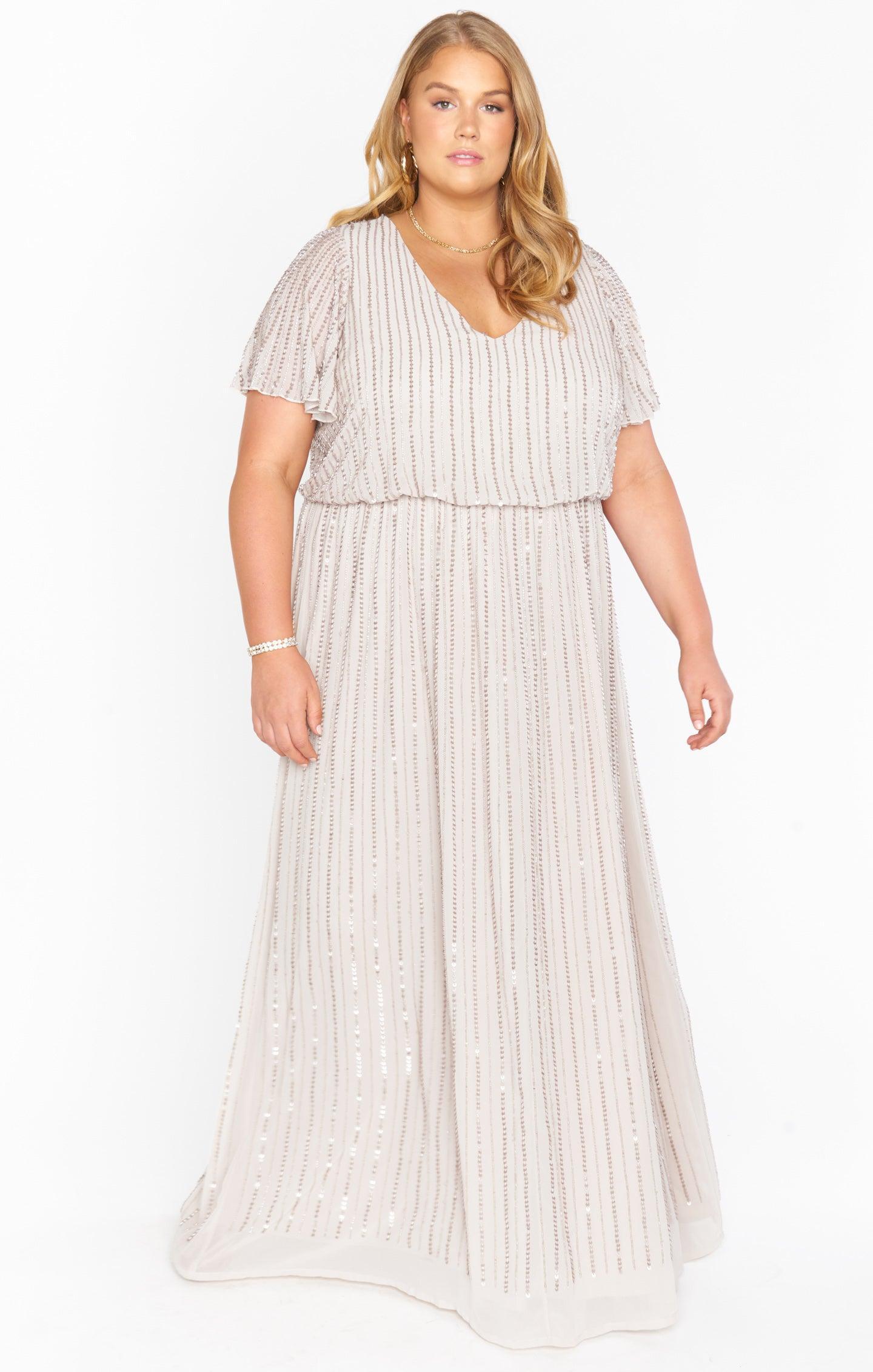 Michelle Flutter Maxi Dress ~ Dove Grey Beaded Product Image