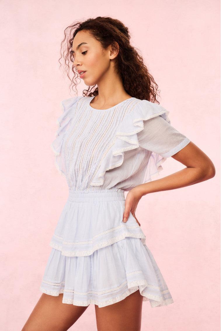 Natasha Blue Cotton Mini Dress - BABY BLUEBELL / XL Product Image