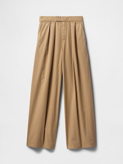 High Rise Twill Pleated Wide-Leg Khakis Product Image