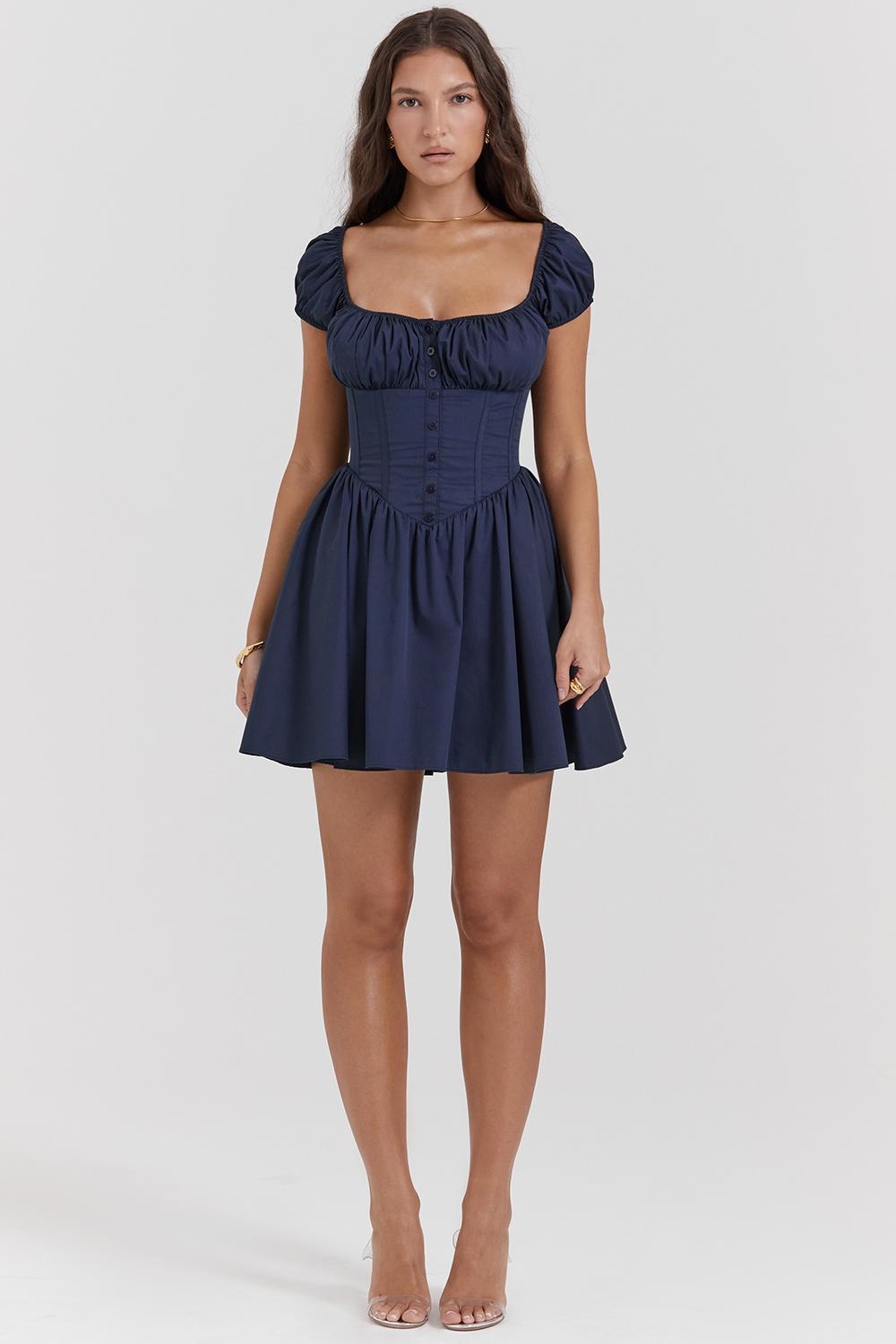 Nala  french navy gathered mini dress - sale Product Image