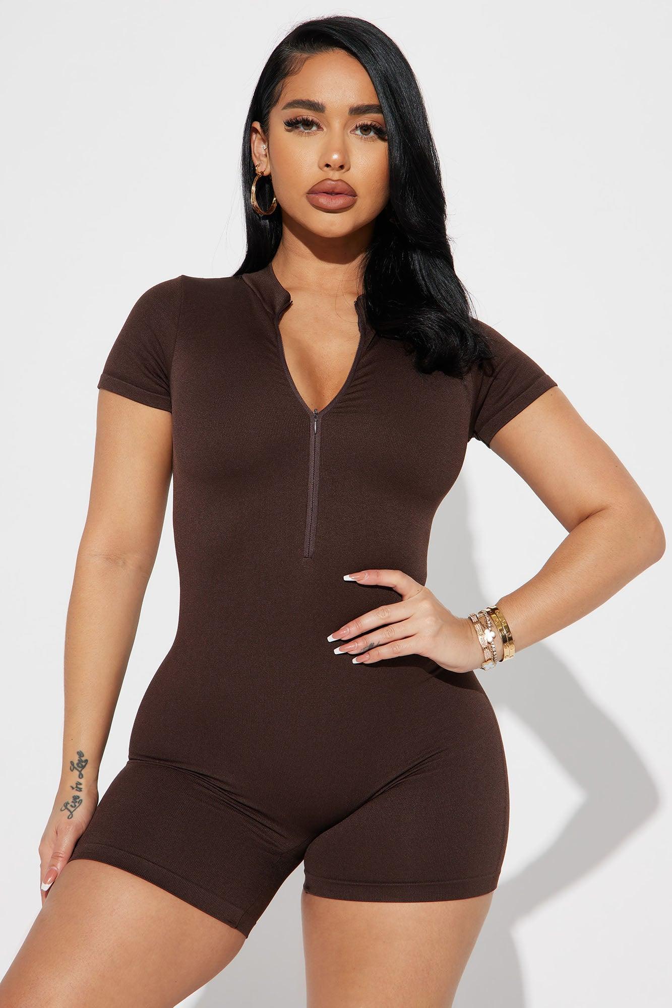 Perla Seamless Romper - Chocolate Product Image