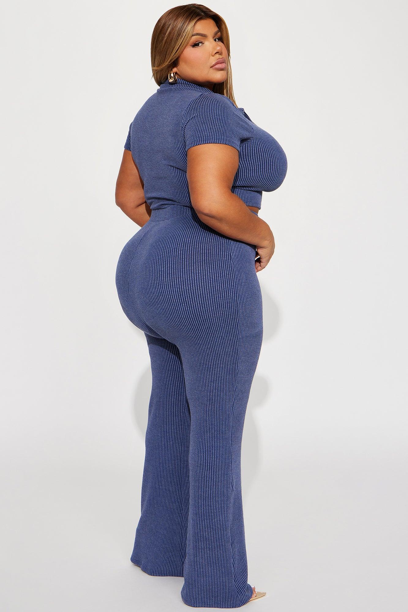 Josie Ribbed Pant Set - Navy Product Image