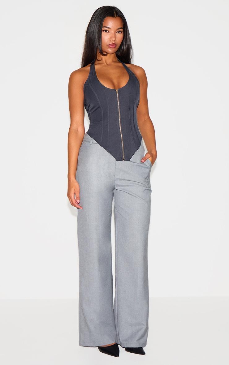 Navy Boned Dip Hem Corset Product Image