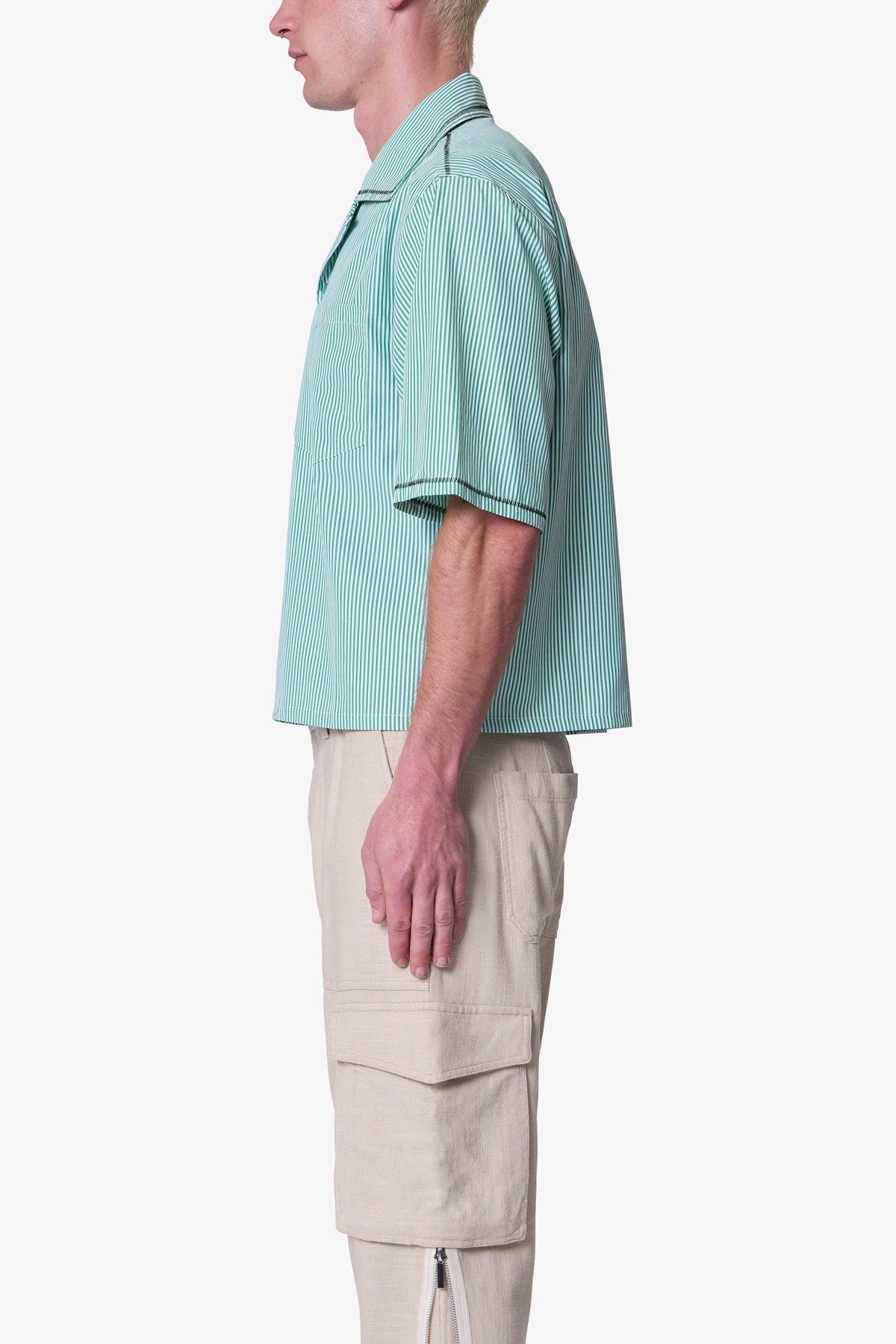 Zig Zag Stitch Button Up Shirt - Green Product Image