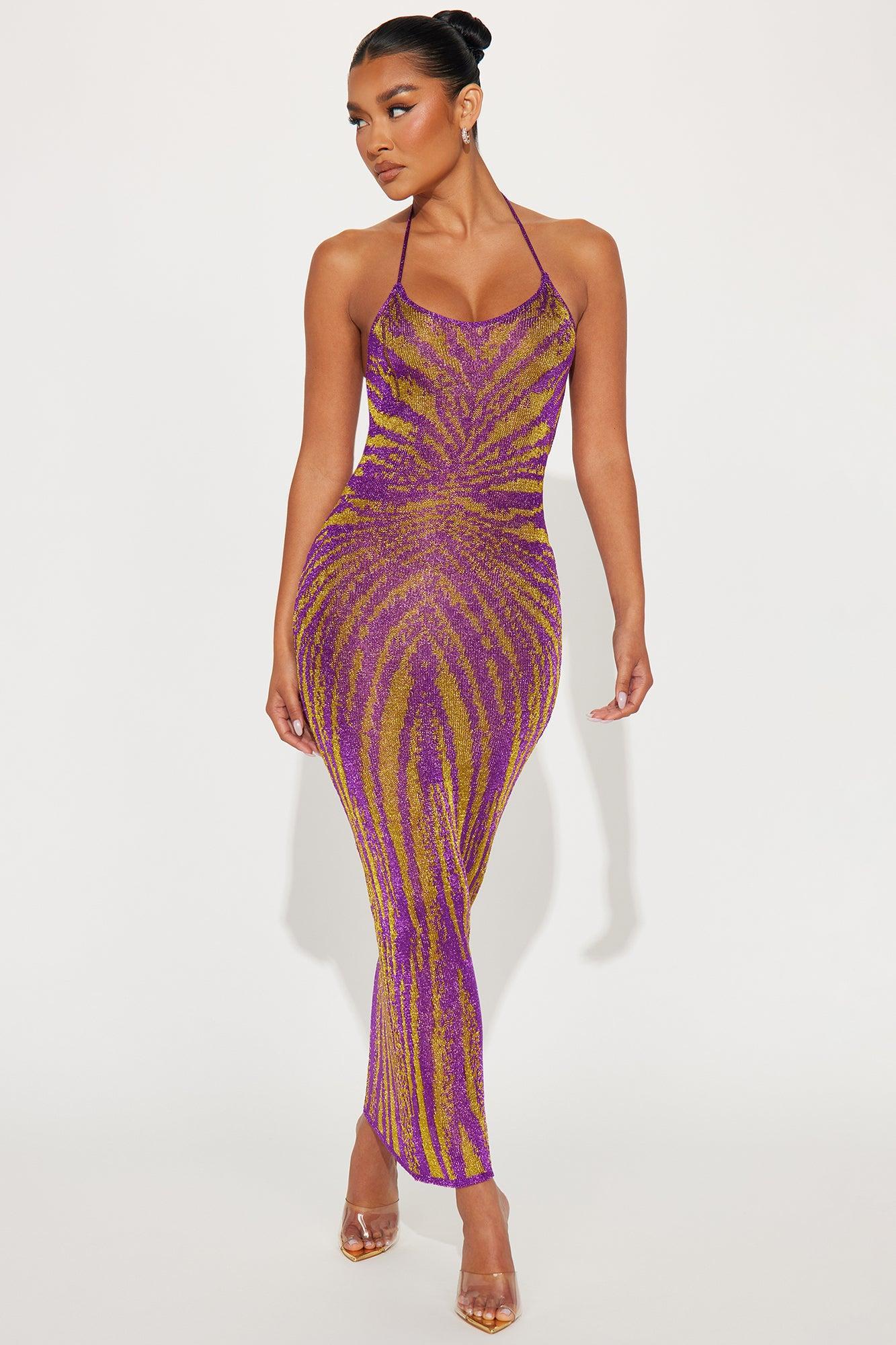 Leila Crochet Maxi Dress - Purple/combo Product Image