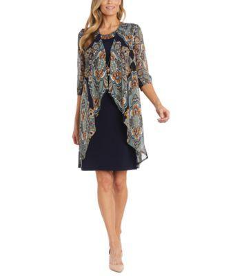 R & M Richards Womens 2-Pc. Paisley-Print Jacket & Dress Set Product Image