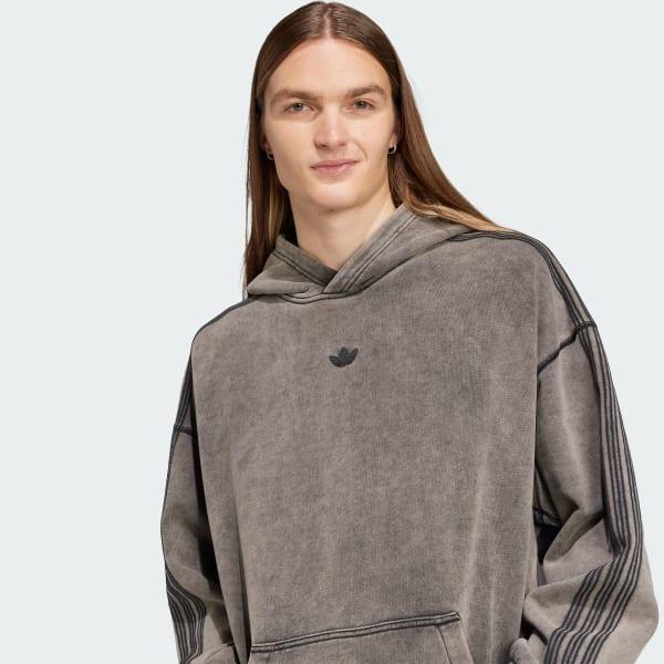 adidas Premium Essentials Retro Washed Hoodie Black L Mens Product Image