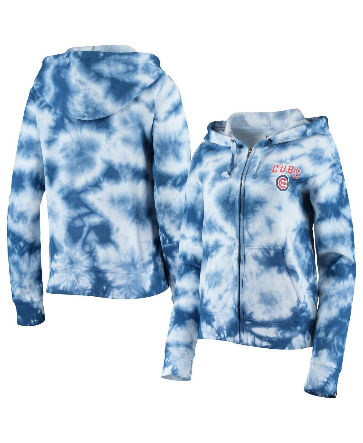 Women's New Era Royal Chicago Cubs Tie-Dye Fleece Full-Zip Hoodie, Size: Large, Blue Product Image