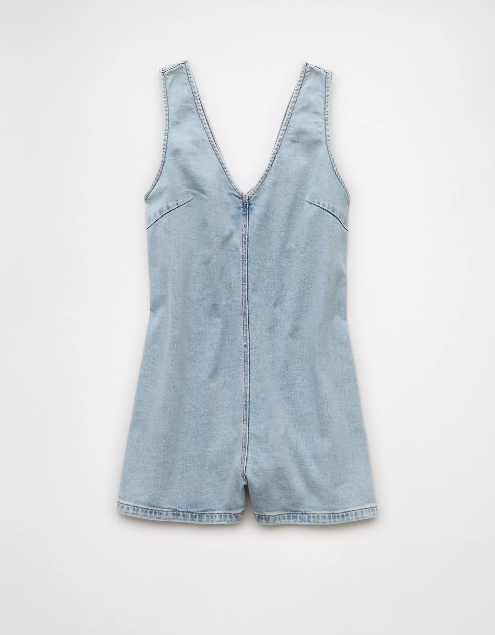 AE V-Neck Denim Romper Product Image