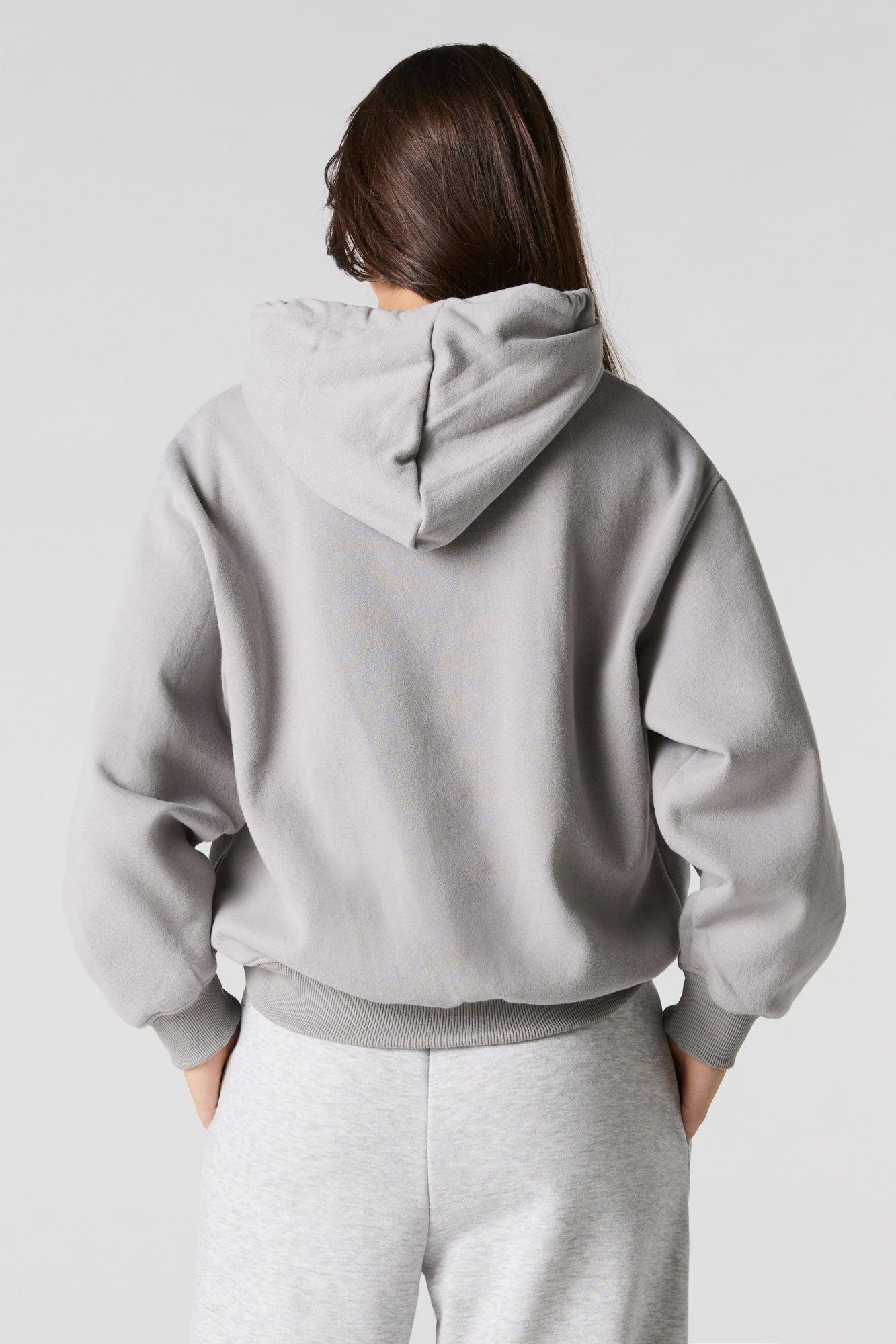 Oversized Solid Fleece Hoodie Female Product Image