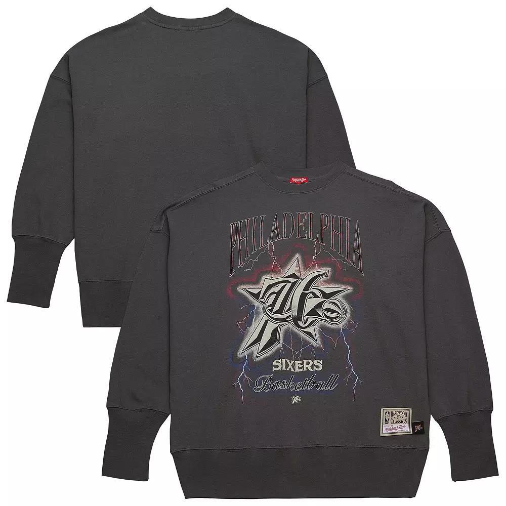 Women's Mitchell & Ness Charcoal Philadelphia 76ers Hardwood Classics Lightweight Pullover Sweatshirt, Size: Small, 76r Charco Product Image