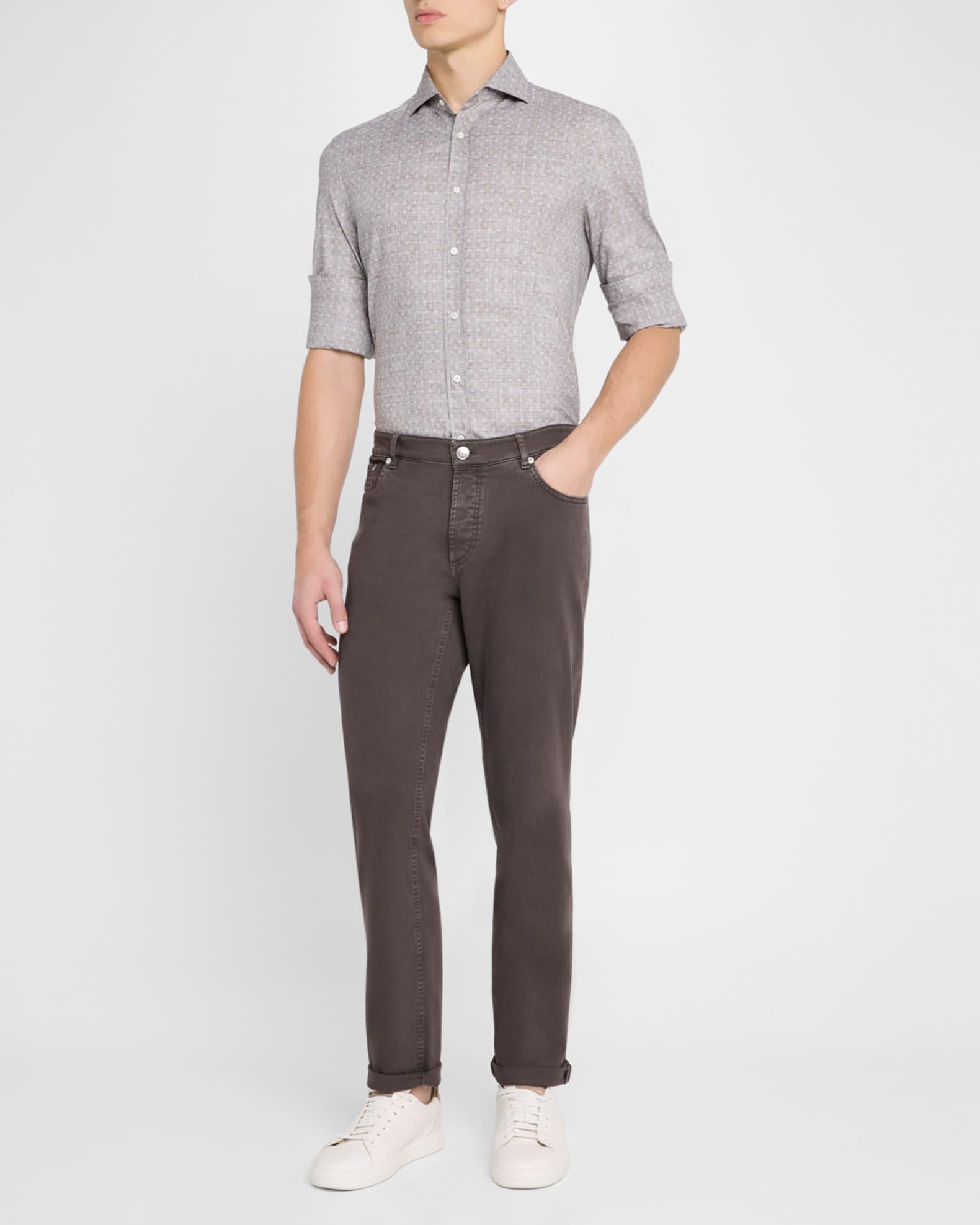 Men's Cotton Floral Casual Button-Down Shirt Product Image