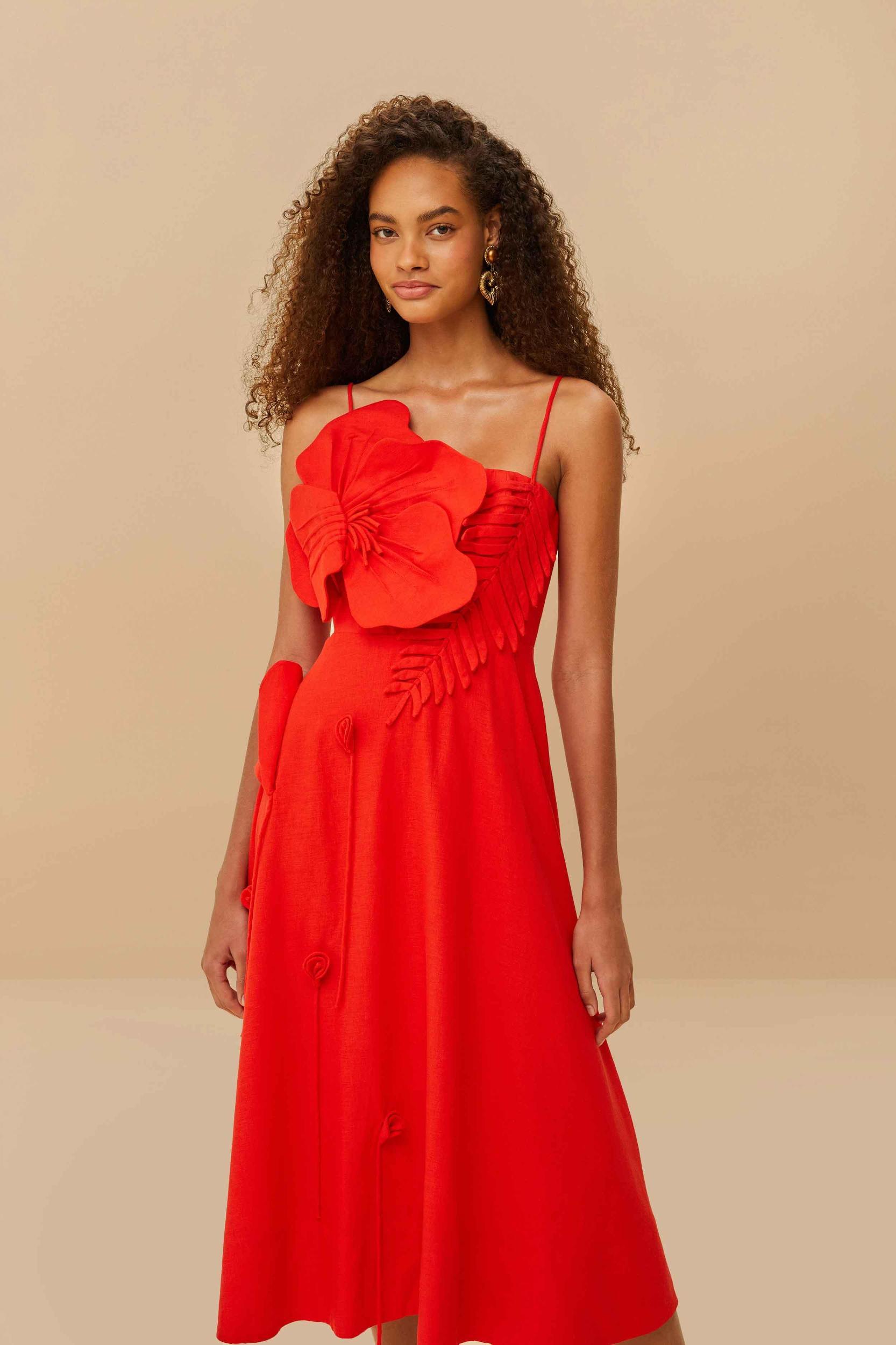 Red Garden Lenzing Ecovero Euroflax Midi Dress, RED / M Product Image