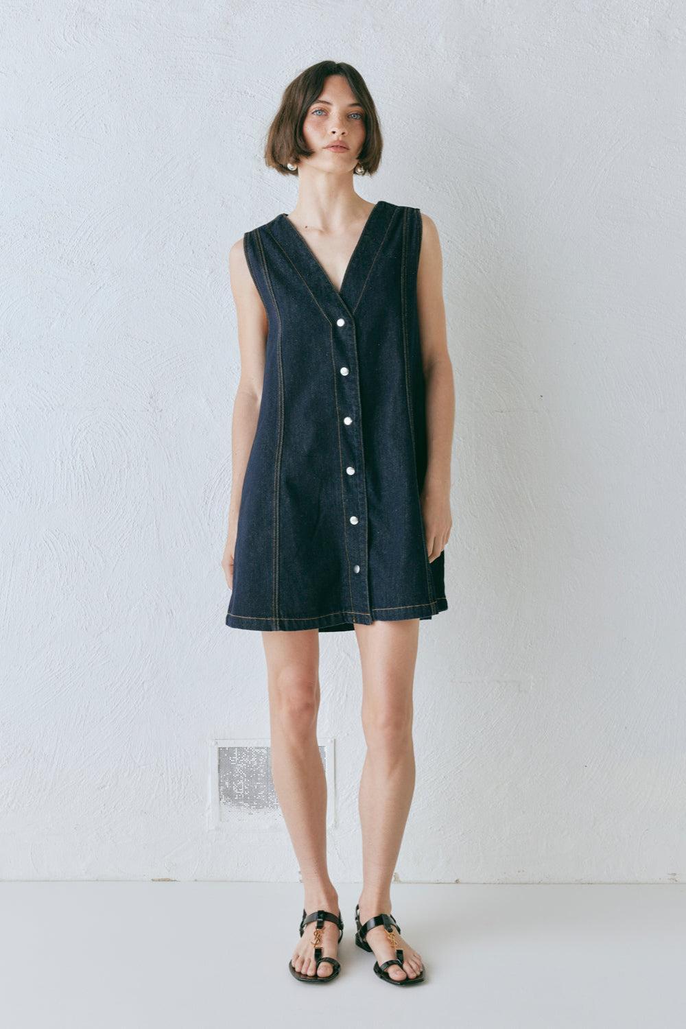 Aston Denim Mini Dress Indigo Product Image