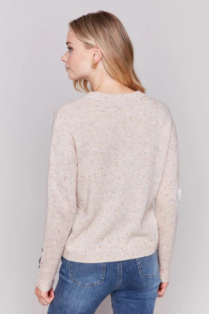 Nep Yarn Sweater with Flowers Product Image