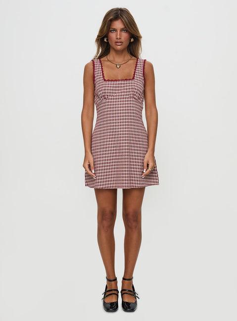Dasha Mini Dress Red Check Product Image
