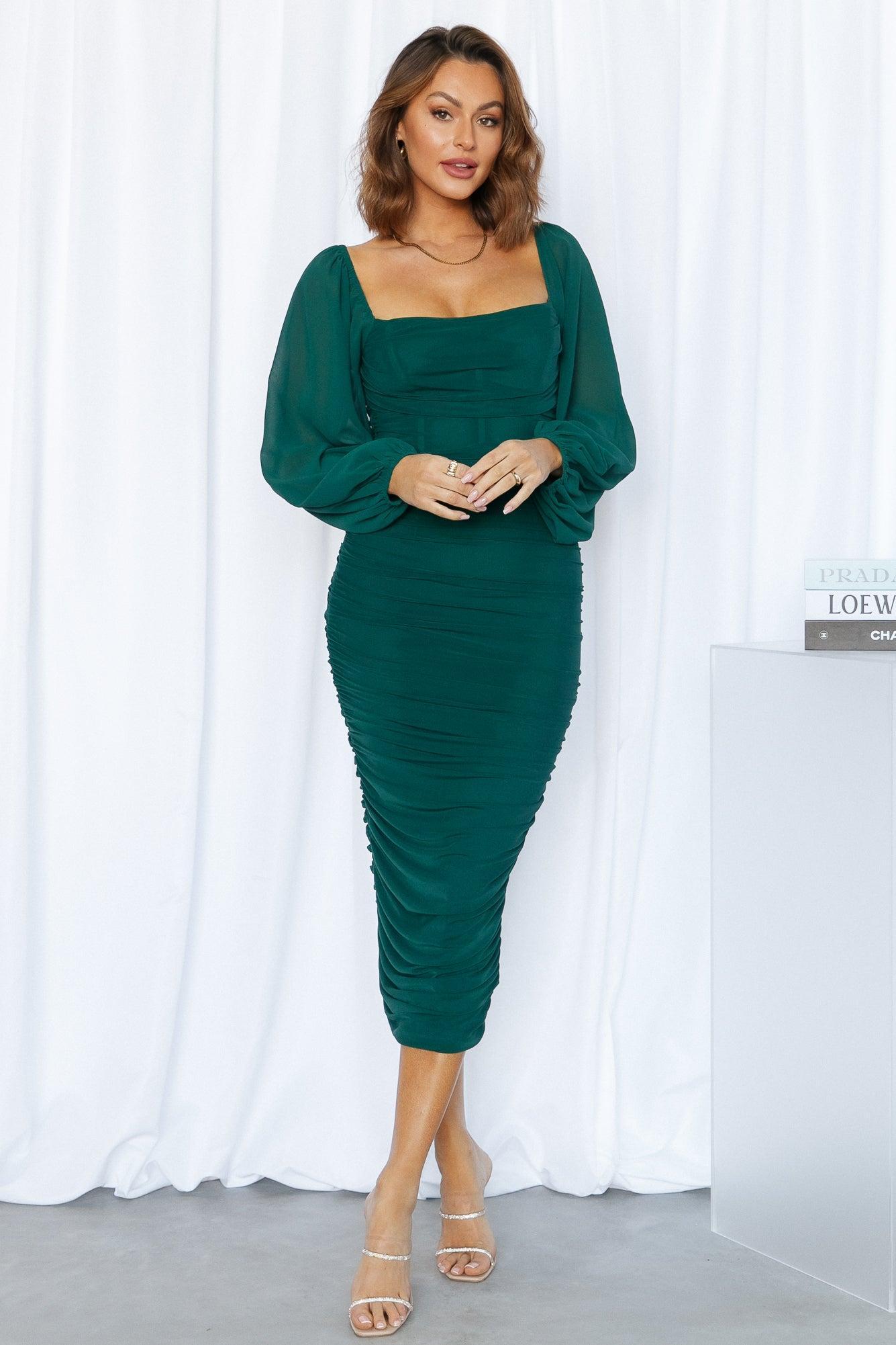 Brooklyn Love Midi Dress Emerald Product Image