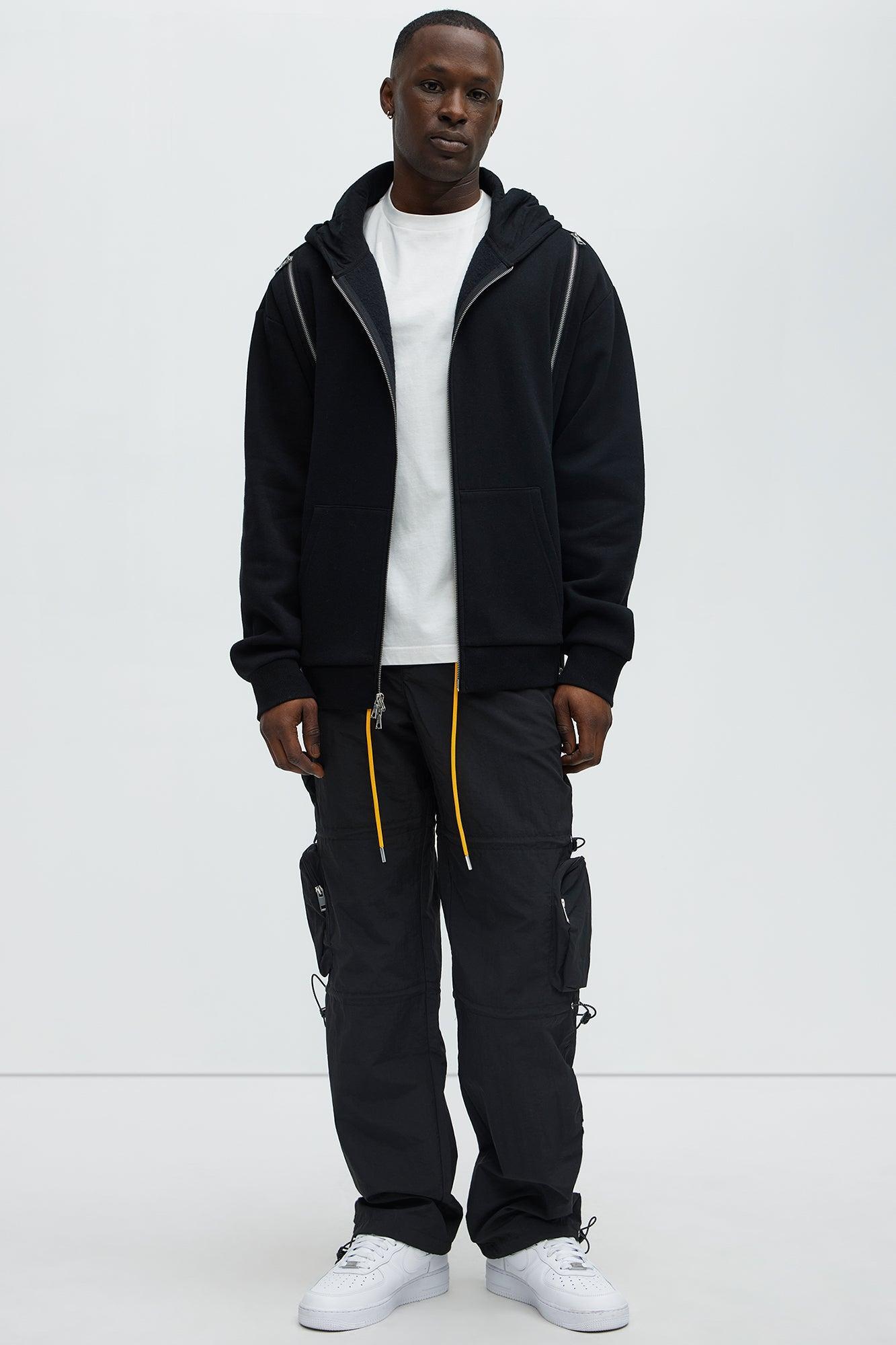 Act Like Homie Nylon Drawstring Cargo Pants - Black Product Image