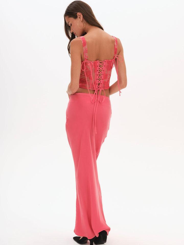 Embroidered Roses Corset Top — Red Product Image