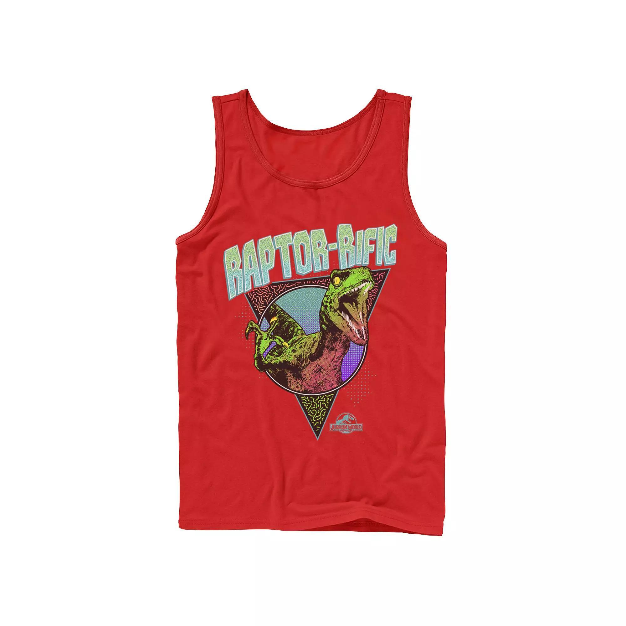 Mens Jurassic World 80s Retro Raptor-rific Dino Graphic Tank Top Product Image