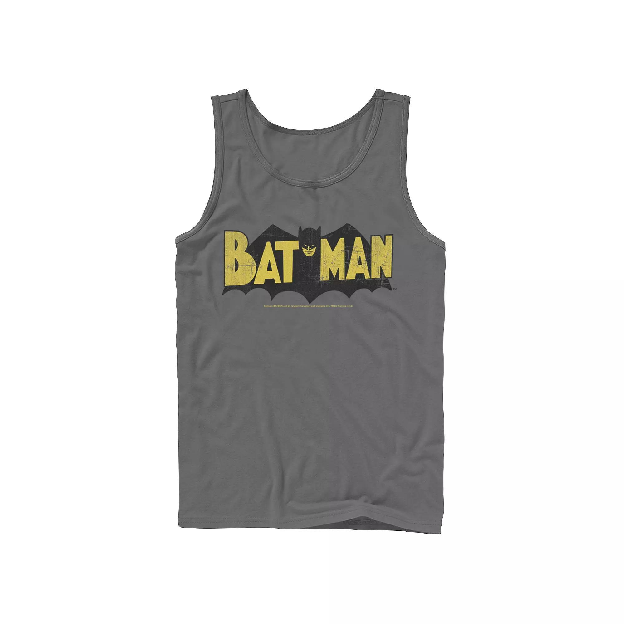 Men's DC Comics Batman Large Block Text Logo Tank Top, Size: Small, Grey Product Image