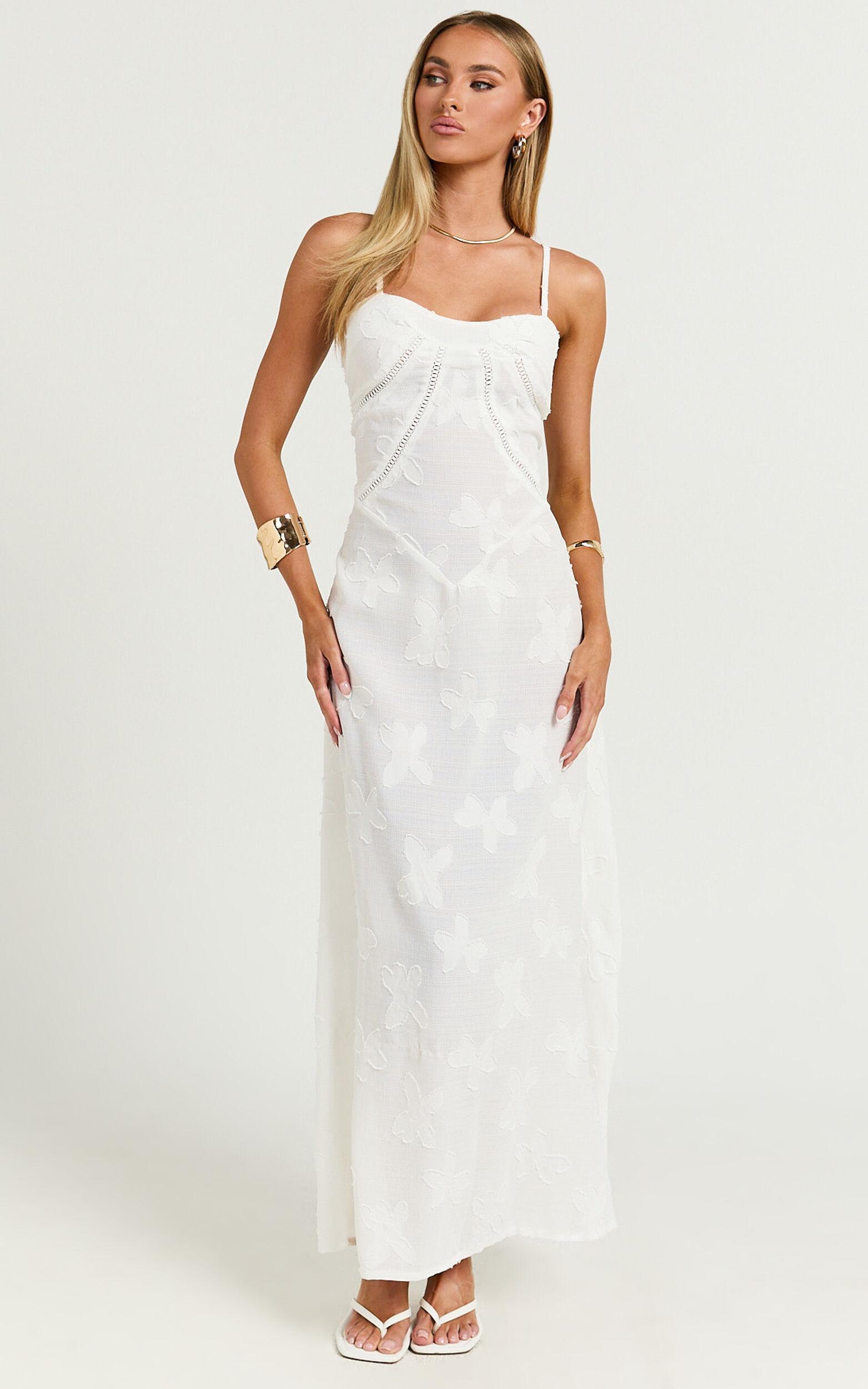 Lily Maxi Dress - Sheer Jacquard Maxi Dress in Cream Product Image