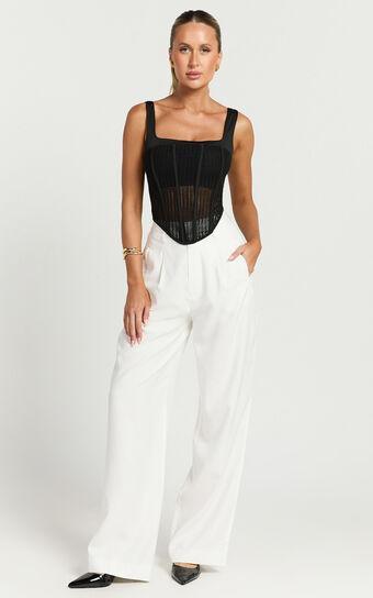 Augustus Pants - High Waisted Wide Leg Tailored Pants in White Product Image