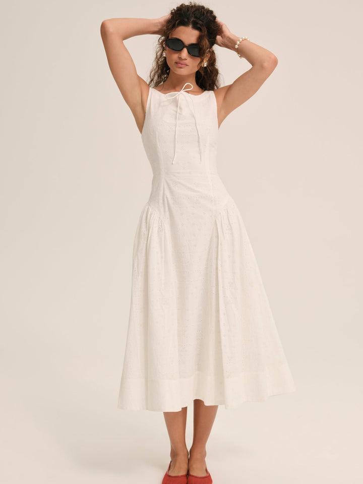 Handkerchief Midi Dress — White Product Image