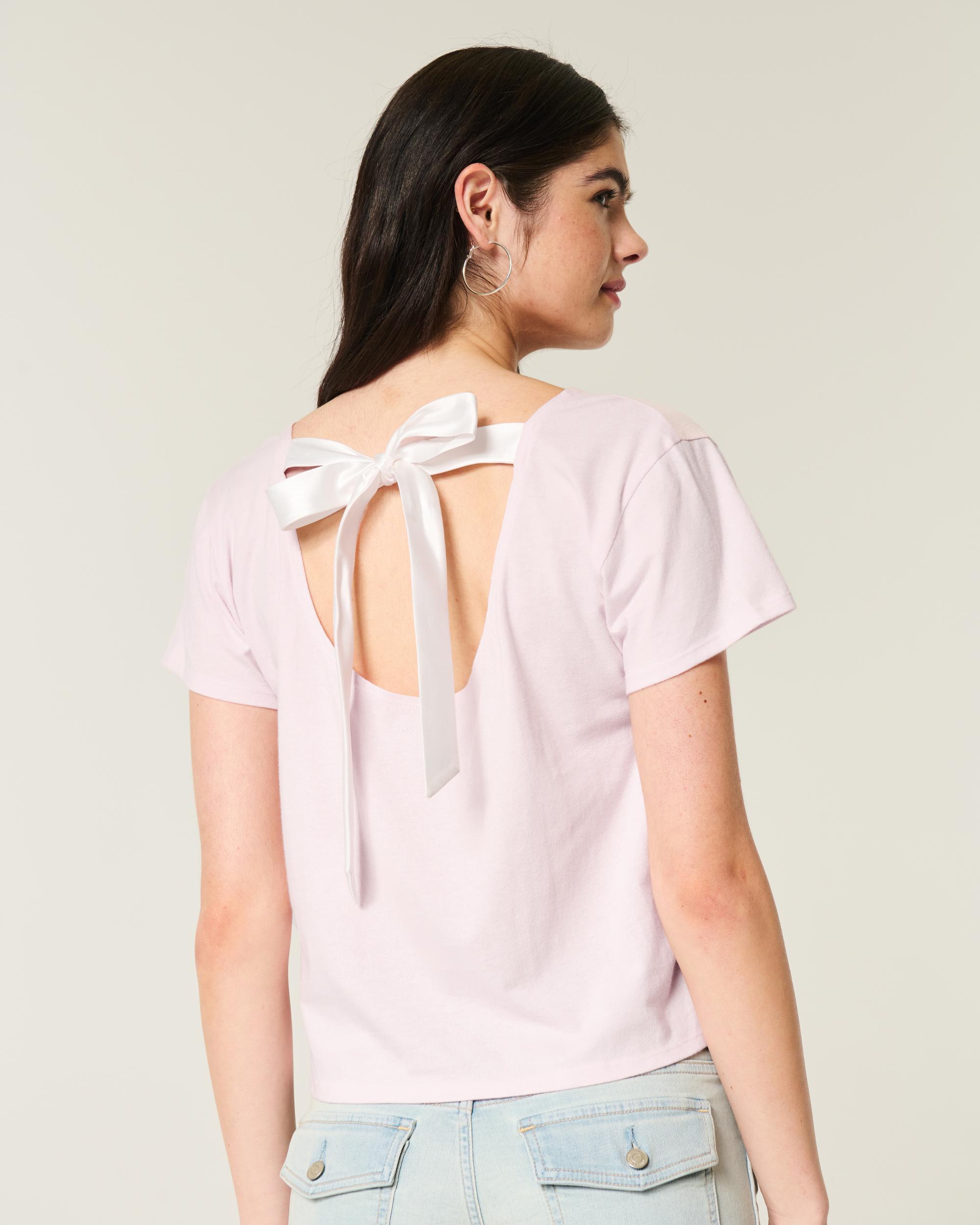 Easy Ribbon Tie-Back Floral Graphic Tee Product Image