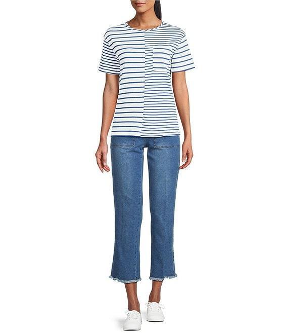 Multiples Wide-Leg Pull-On Cropped Denim Jeans Product Image