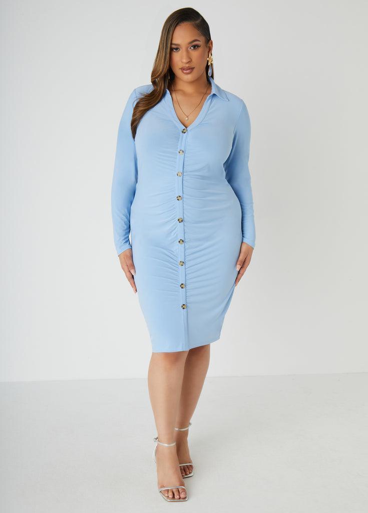 Ruched Knit Shirtdress Product Image
