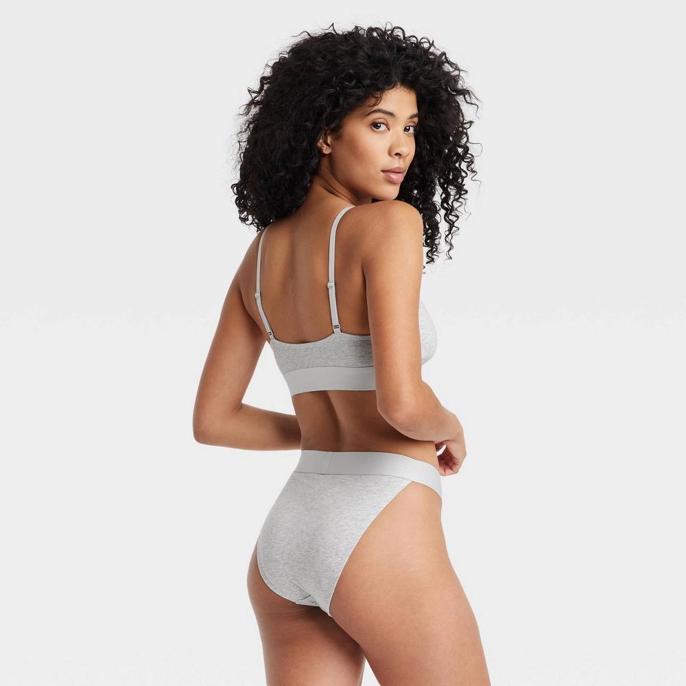 Women's Cotton Stretch Hi-Cut Cheeky Underwear with Elastic Waist - Auden™ Gray L Product Image