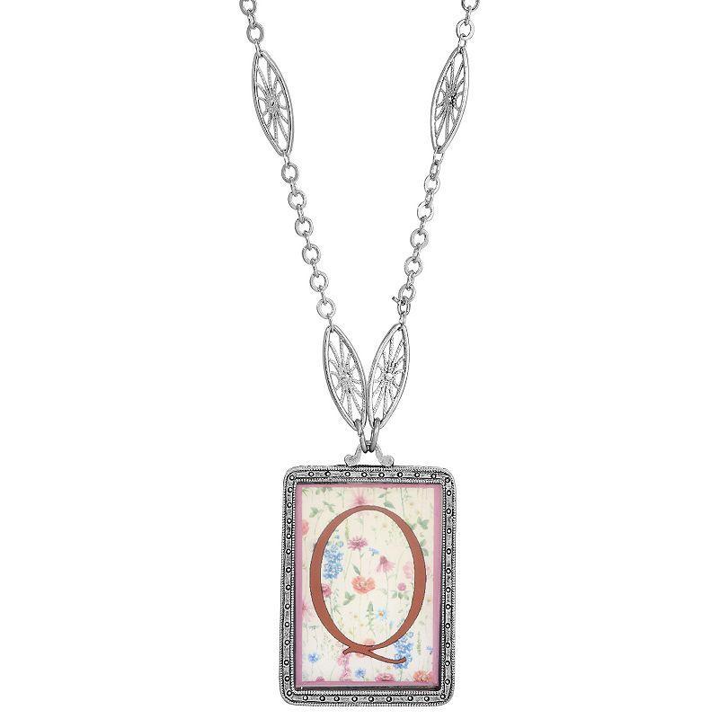 1928 Floral Motif Initial Pendant, Women's Product Image
