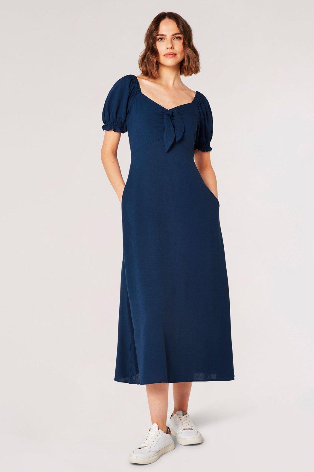 Tie Detail Milkmaid Midi Dress Product Image
