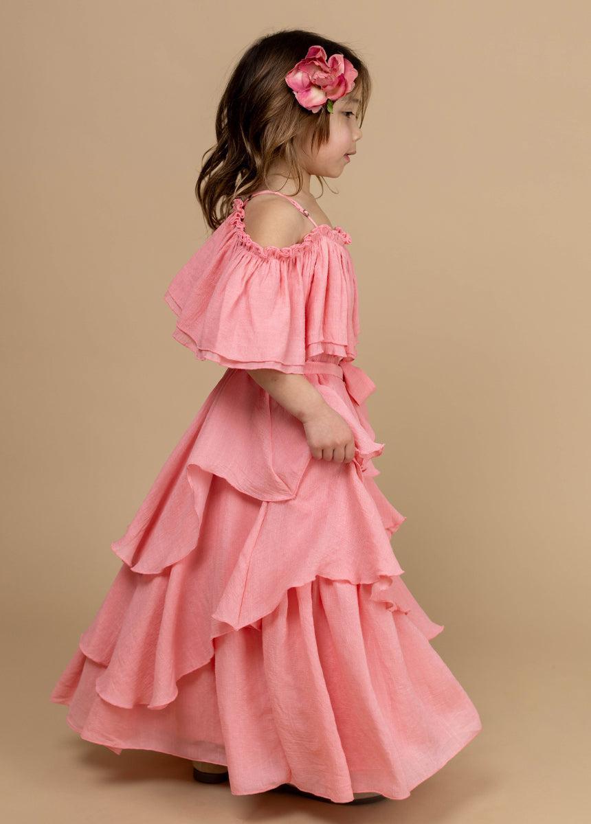 Litta Dress in Coral Girls Product Image